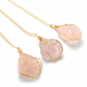 Love Raw Crystal Healing Stone Quartz Necklace