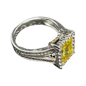 Radiant Cut Yellow Topaz Ring